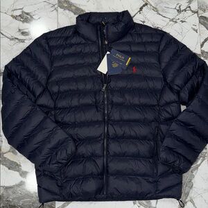 Ralph Lauren Navy Puffer Jacket with Red Logo